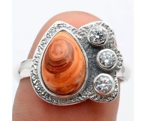 Caramel Opal and White Zircon Ring size-8.5 SDR91812, 8x12 mm