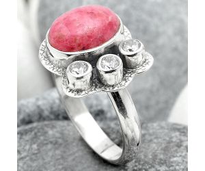 Rhodonite and White Zircon Ring size-8.5 SDR91822 R-1655, 8x11 mm