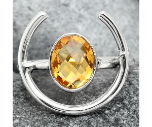Faceted Natural Citrine Ring size-8.5 SDR92381 R-1036, 8x10 mm