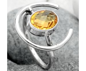Faceted Natural Citrine Ring size-8.5 SDR92382 R-1036, 8x10 mm
