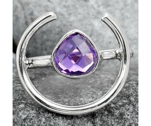 Faceted Natural Amethyst Brazil Ring size-8 SDR92415 R-1036, 7x7 mm