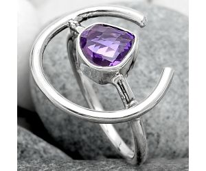 Faceted Natural Amethyst Brazil Ring size-8 SDR92415 R-1036, 7x7 mm