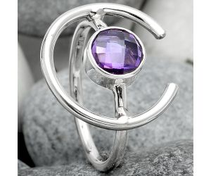 Faceted Amethyst - Brazil Ring size-8.5 SDR92425 R-1036, 7x7 mm