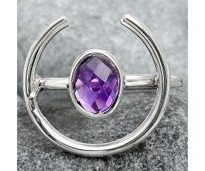 Faceted Amethyst - Brazil Ring size-7.5 SDR92429 R-1036, 6x8 mm