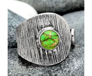 Adjustable - Copper Green Turquoise Ring size-9 SDR92831 R-1319, 7x7 mm