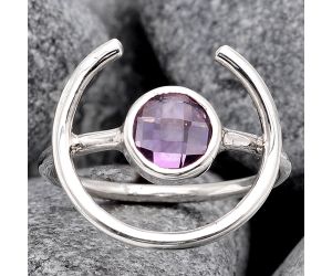 Faceted Amethyst - Brazil Ring size-8 SDR94717 R-1036, 7x7 mm