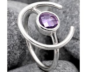 Faceted Amethyst - Brazil Ring size-8 SDR94717 R-1036, 7x7 mm