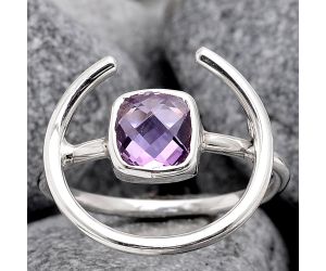 Faceted Amethyst - Brazil Ring size-8.5 SDR94720 R-1036, 7x7 mm
