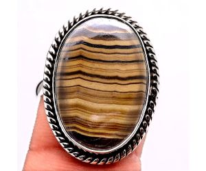 Natural Schalenblende Polen Ring size-8.5 SDR95369 R-1009, 15x21 mm
