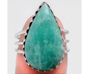 Natural Russian Amazonite Ring size-7.5 SDR95758 R-1210, 14x25 mm