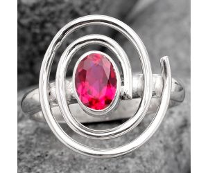 Lab Created Pink Rubellite Ring size-7 SDR95962, 5x7 mm