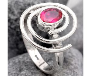 Lab Created Pink Rubellite Ring size-7 SDR95962, 5x7 mm