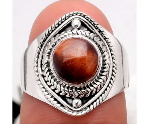 Natural Red Tiger Eye Ring size-7.5 SDR96242 R-1258, 8x8 mm
