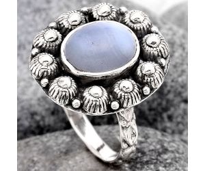 Bali Design - Blue Lace Agate Ring size-8 SDR96282 R-1609, 9x11 mm