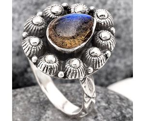 Bali Design - Blue Labradorite Ring size-7.5 SDR96319 R-1609, 7x10 mm
