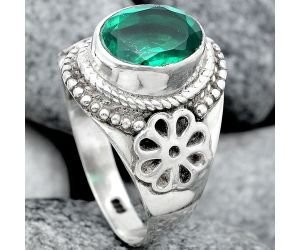 Artisan - Lab Created Emerald Ring size-7.5 SDR97560, 8x10 mm