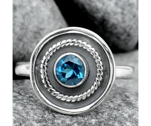 Lab Created London Blue Topaz Ring size-8 SDR97612 R-1439, 5x5 mm