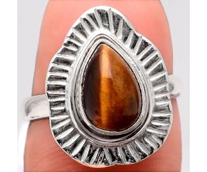 Natural Tiger Eye - Africa Ring size-6.5 SDR98973 R-1086, 7x10 mm
