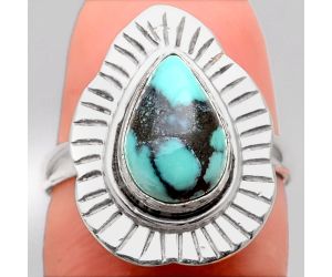 Lucky Charm Tibetan Turquoise Ring size-7 SDR98995 R-1086, 7x10 mm
