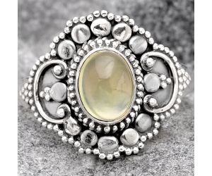 Natural Prehnite Ring size-8.5 SDR99058 R-1329, 6x8 mm