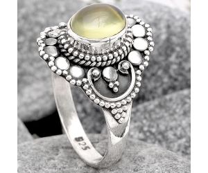 Natural Prehnite Ring size-8.5 SDR99058 R-1329, 6x8 mm