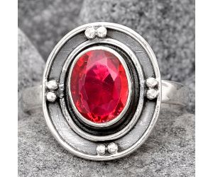 Lab Created Pink Rubellite Ring size-8 SDR99103 R-1391, 7x9 mm