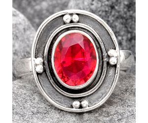 Lab Created Pink Rubellite Ring size-7.5 SDR99105 R-1391, 7x9 mm