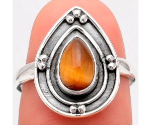 Natural Tiger Eye - Africa Ring size-7.5 SDR99109 R-1391, 6x9 mm