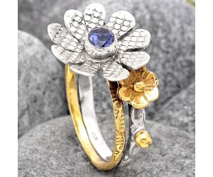 Two Tone Flower - Iolite - India Ring size-7 SDR99164, 4x4 mm