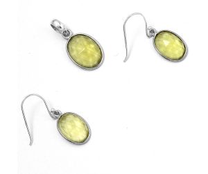Faceted Lemon Quartz Pendant Earrings Set SDT01327 T-1001