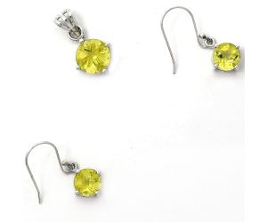 Natural Lemon Quartz Pendant Earrings Set SDT01477 T-1003