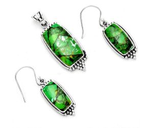 Green Matrix Turquoise Pendant Earrings Set SDT02508 T-1007