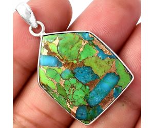 Blue Turquoise In Green Mohave Pendant Earrings Set SDT02934 T-1001, 22x29 mm