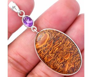 Coquina Fossil Jasper and Amethyst Pendant Earrings Set SDT03072 T-1010, 20x31 mm