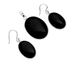 Black Onyx Pendant Earrings Set SDT03107 T-1001, 19x26 mm
