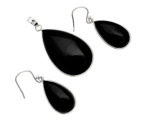 Black Onyx Pendant Earrings Set SDT03112 T-1001, 19x31 mm