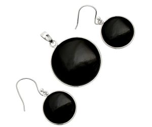 Black Onyx Pendant Earrings Set SDT03113 T-1001, 24x24 mm