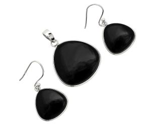 Black Onyx Pendant Earrings Set SDT03114 T-1001, 22x22 mm