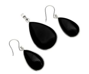 Black Onyx Pendant Earrings Set SDT03115 T-1001, 19x29 mm
