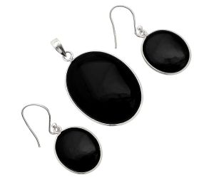 Black Onyx Pendant Earrings Set SDT03118 T-1001, 22x30 mm