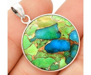 Blue Turquoise In Green Mohave Pendant Earrings Set SDT03230 T-1001, 24x24 mm