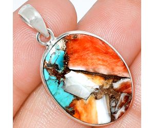 Spiny Oyster Turquoise Pendant Earrings Set SDT03437 T-1001, 19x25 mm