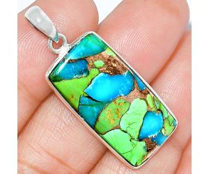 Blue Turquoise In Green Mohave Pendant Earrings Set SDT03441 T-1001, 15x30 mm