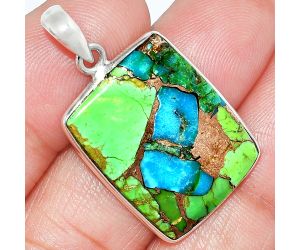 Blue Turquoise In Green Mohave Pendant Earrings Set SDT03449 T-1001, 19x25 mm