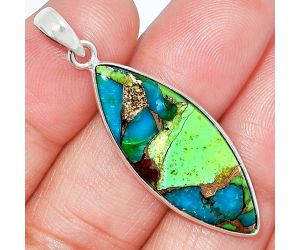 Blue Turquoise In Green Mohave Pendant Earrings Set SDT03453 T-1001, 13x34 mm