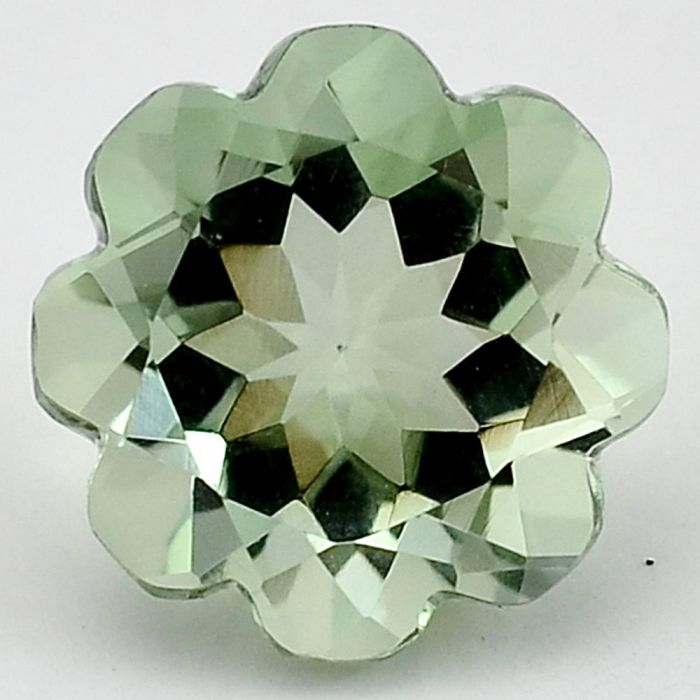 Natural Prasiolite (Green Amethyst) Flower Shape Loose Gemstone DG305GA, 12X12x8.5 mm