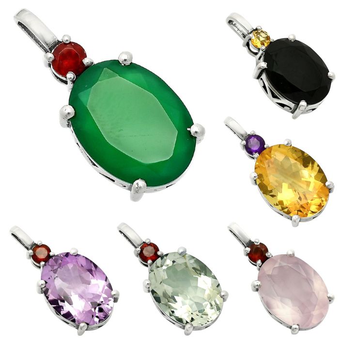 Natural Gemstones Oval Shape 925 Sterling Silver Pendant Jewelry DGP1020 P-1113, 12x16 mm