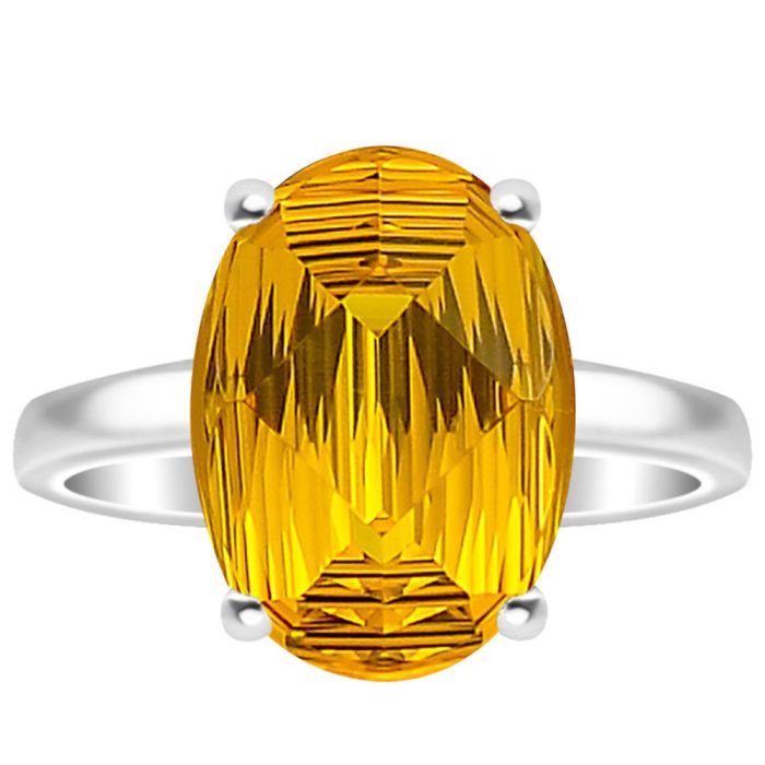 Lab Created Yellow Sapphire Ring Size-7 DGR1075_D, 10x14 mm