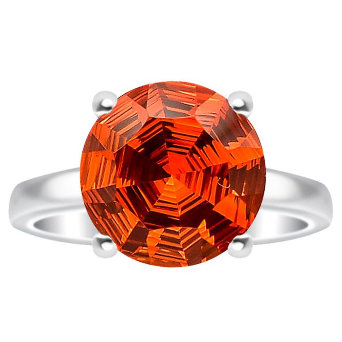 Lab Created Padparadscha Sapphire Ring Size-6 DGR1079_E, 10x10 mm