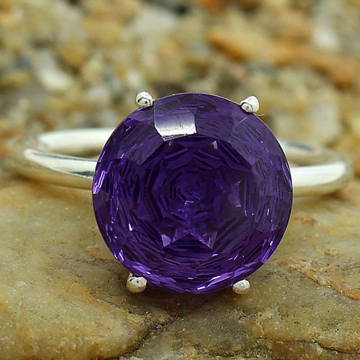 Lab Created Amethyst Ring Size-8.5 DGR1091_D, 12x12 mm